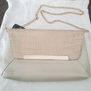 Danier Genuine Leather Clutch with Gold Chain